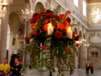 wedding flower arrangement with candles